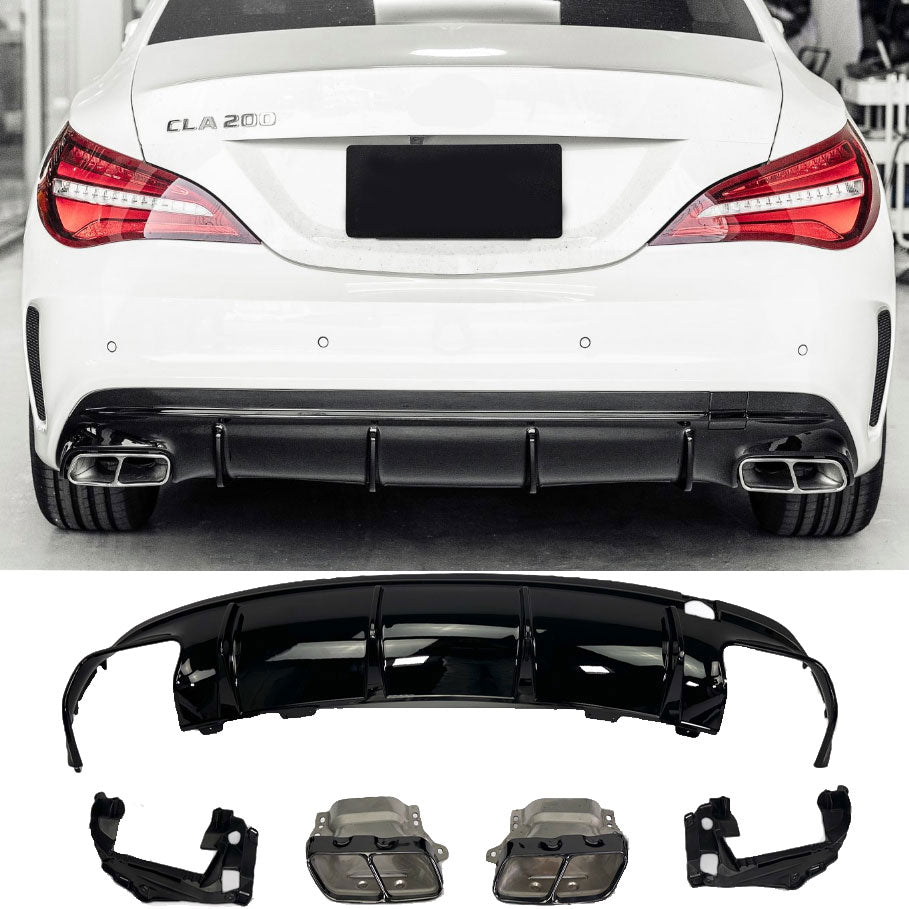 Diffuseur + Embouts d'échappement (Noir) Cla45 pour Mercedes CLA-Kasse C117 X117 | 2013-2019
