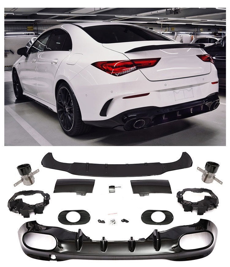 Diffuseur + Embouts d'échappement Noir pour Mercedes W118 C118 Cla | 2019-2023