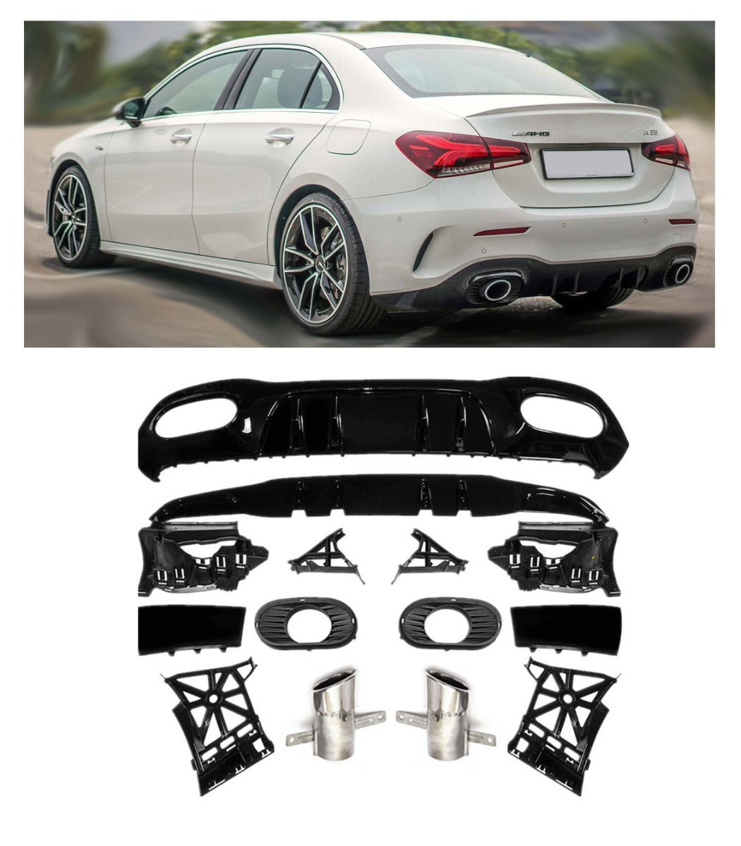 Diffuseur + Embouts d'échappement Chrome pour Mercedes V177 Berline | 2018-2026
