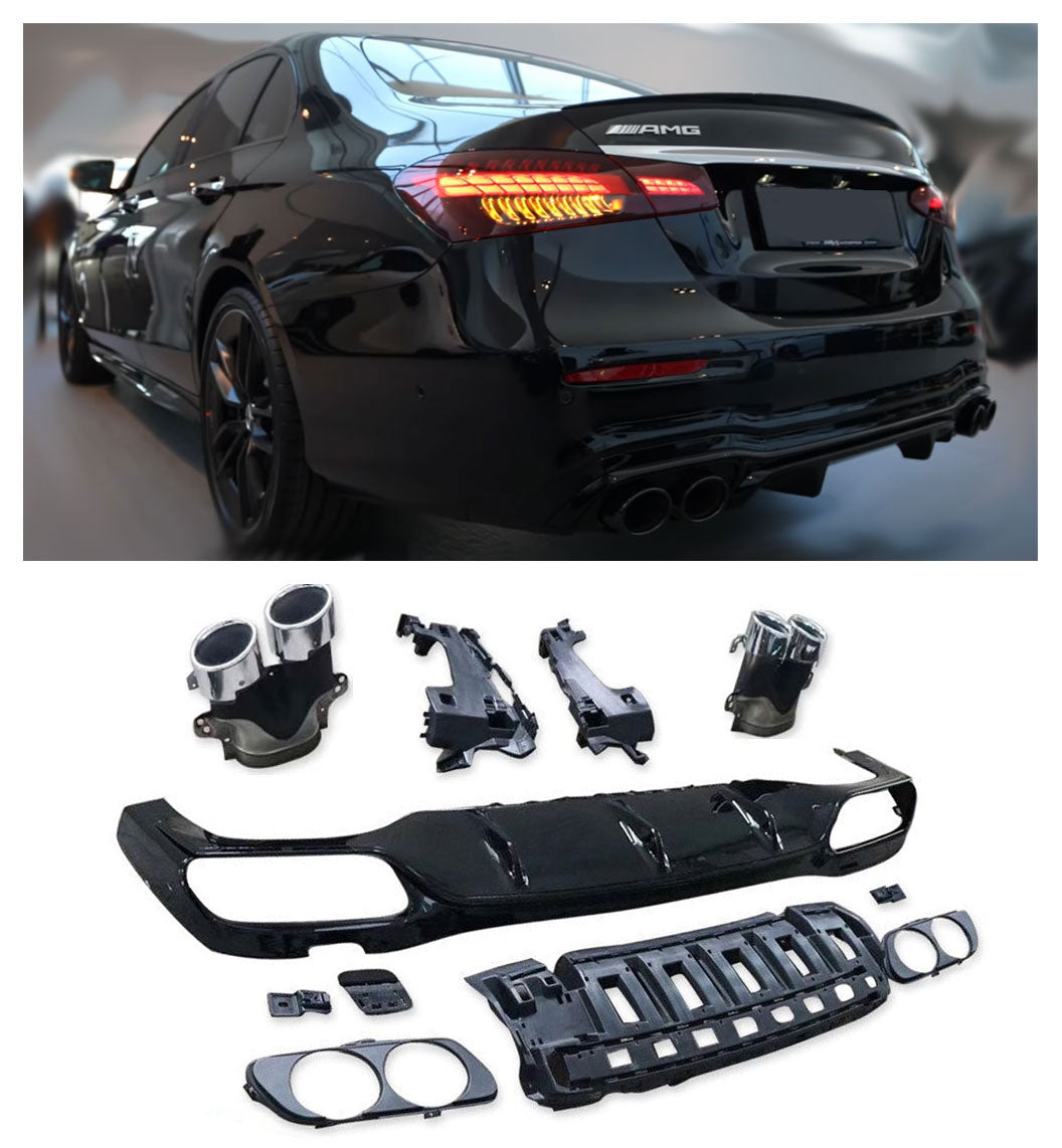 Diffuseur + Embouts d'échappement (Chrome) pour Mercedes E-kasse W213 Phase 2 | 2020-2023