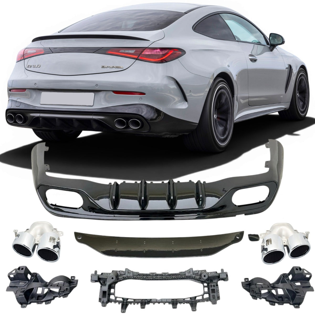 Diffuseur + Embouts d'échappement (Chrome) pour Mercedes CLE + AMG-Line | 2023-2026