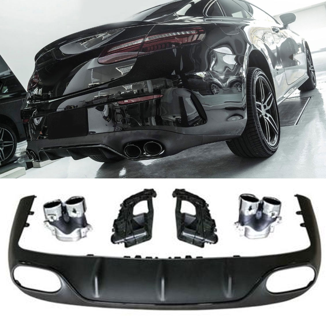 Diffuseur + Embouts d'échappement (Chrome) pour Mercedes C238 A238 | 2016-2023