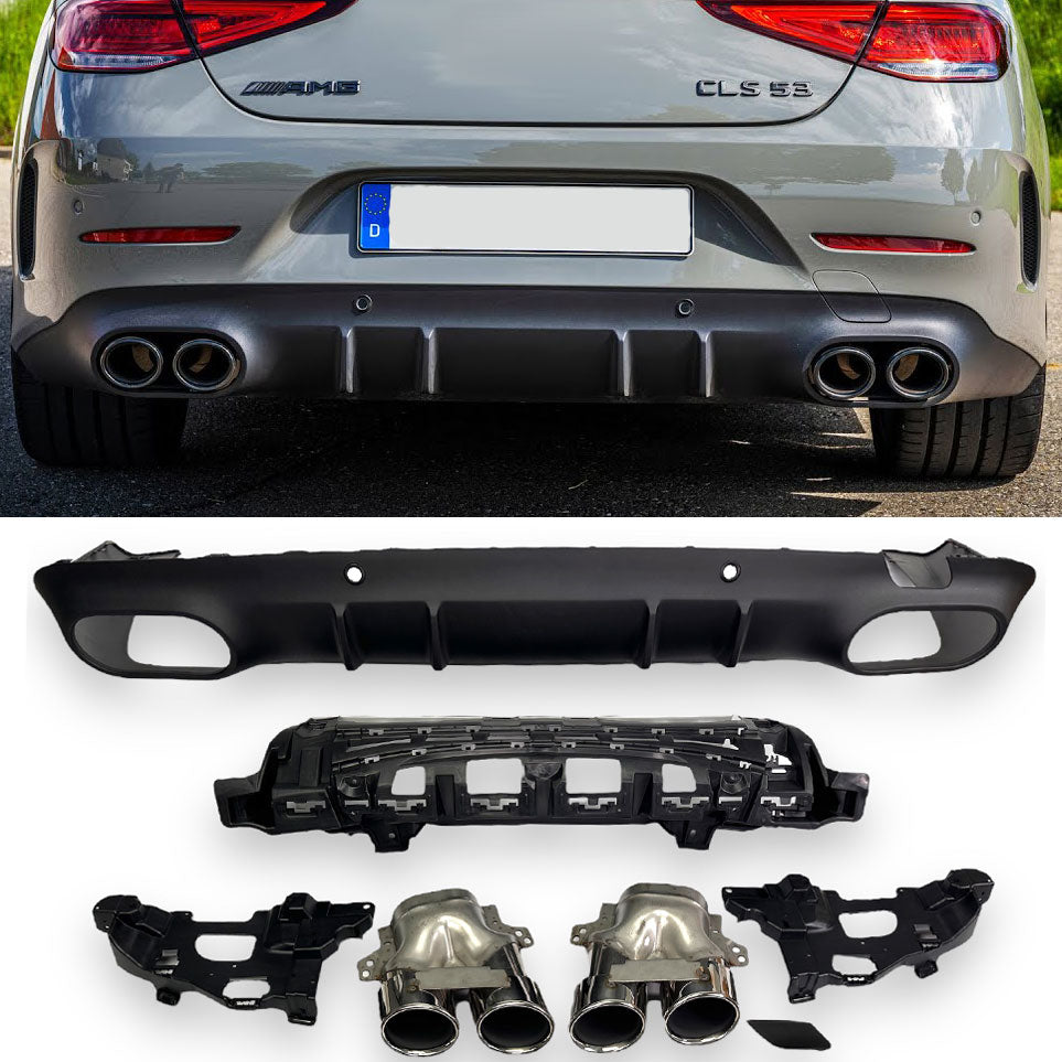 Diffuseur + Embouts d'échappement (Chrome) pour Mercedes C257 CLS | 2018-2023