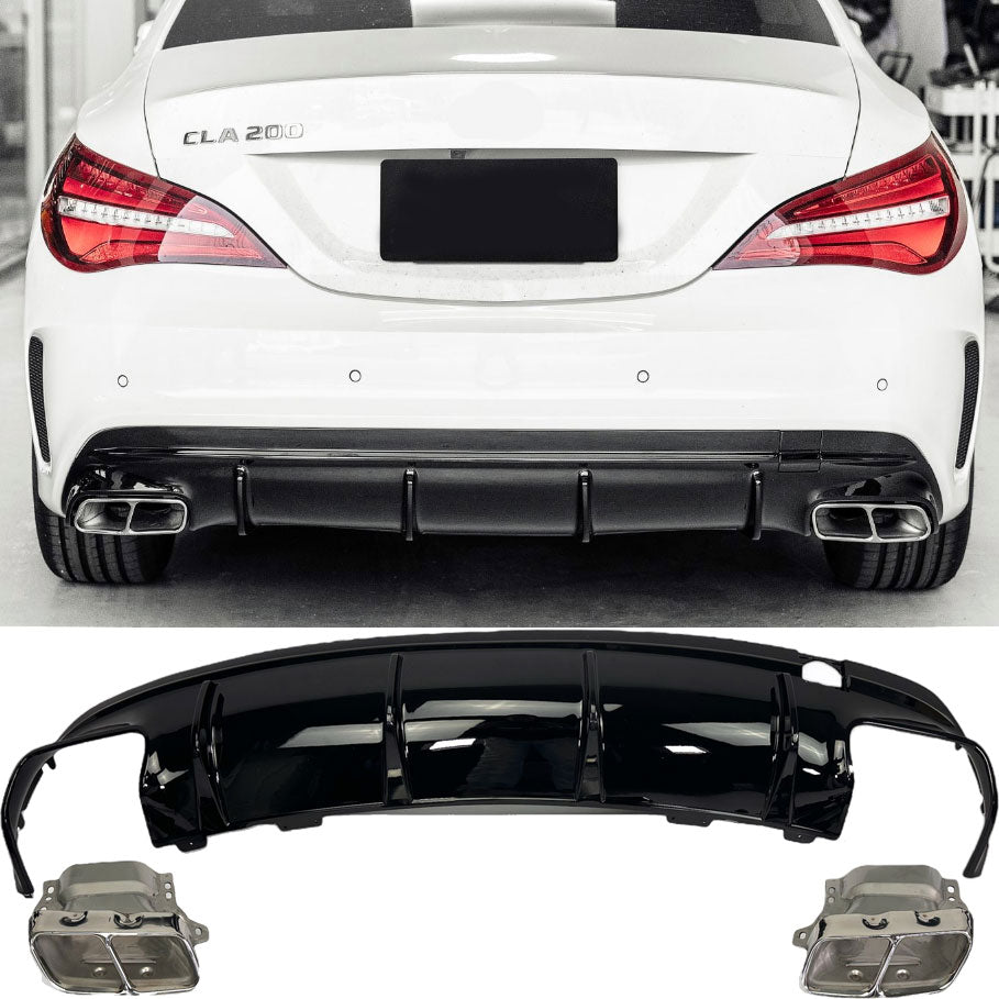 Diffuseur + Embouts d'échappement (Chrome) pour Mercedes CLA-Kasse C117 X117 | 2013-2019