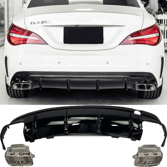 Diffuseur + Embouts d'échappement (Chrome) pour Mercedes CLA-Kasse C117 X117 | 2013-2019