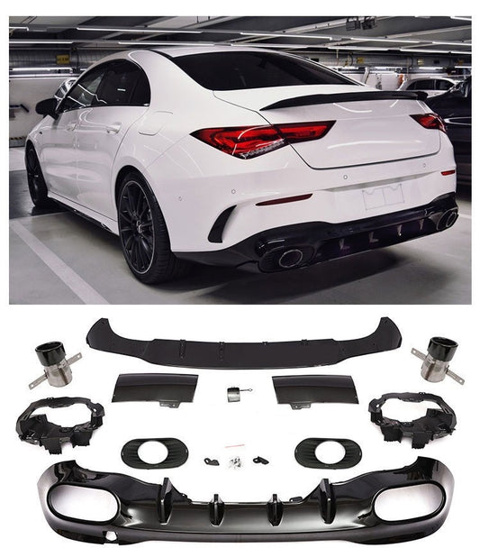 Diffuseur + Embouts d'échappement Noir pour Mercedes W118 C118 Cla | 2019-2023