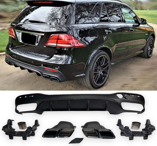 Diffuseur + Embouts d'échappement (Noir) pour Mercedes W166 Gle | 2015-2019