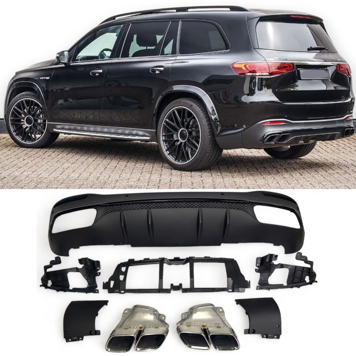 Diffuseur + Embouts d'échappement (Chrome) 63 pour Mercedes X167 GLS | 2019-2026