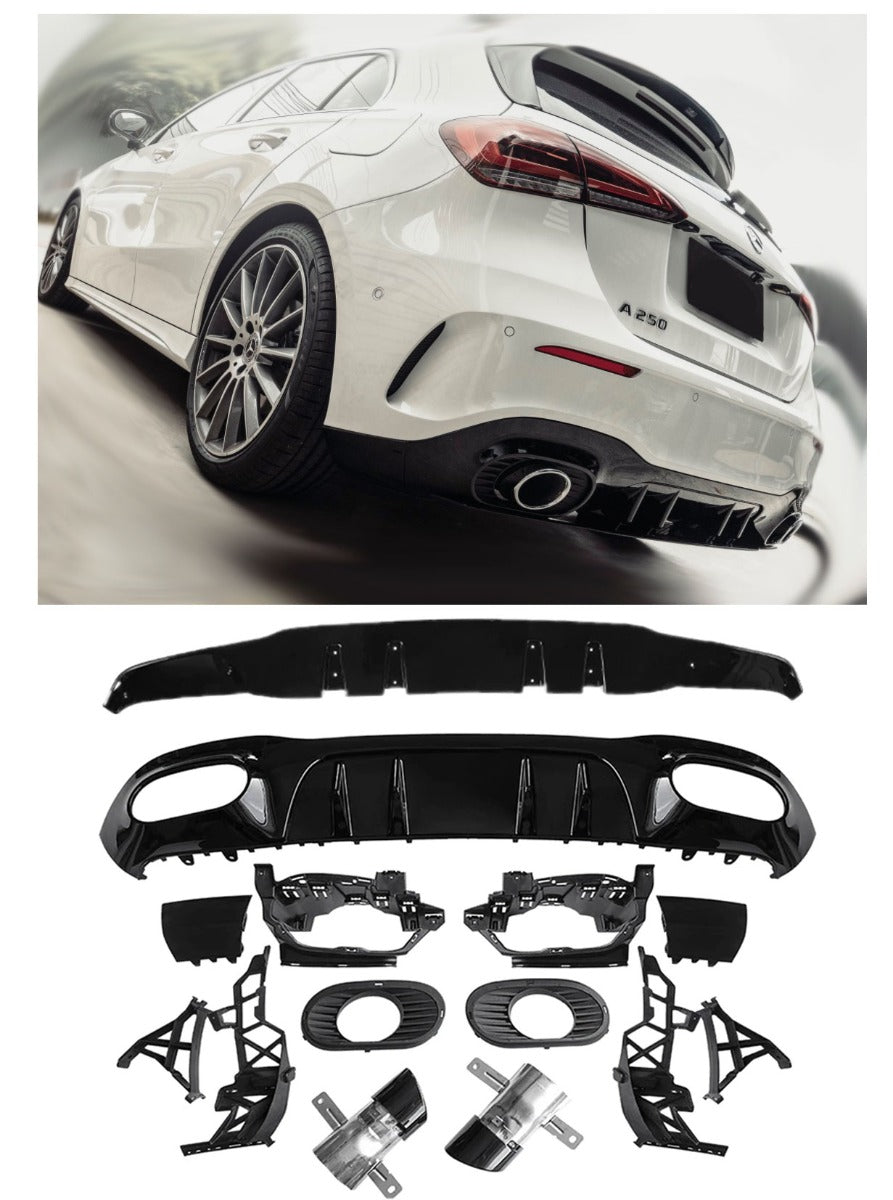Diffuseur + Embouts d'échappement Noir pour Mercedes W177 Berline compacte | 2018-2026