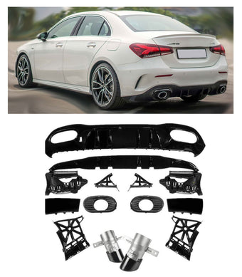 compare product Diffuseur + Embouts d'échappement Noir pour Mercedes Classe A V177 Berline | 2018-2026