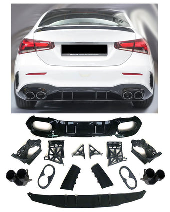 compare product Diffuseur + Embouts d'échappement Noir pour Mercedes Classe A V177 Berline | 2018-2026