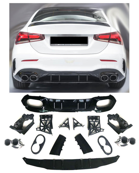 Diffuseur + Embouts d'échappement (Chrome) pour Mercedes Classe A V177 Limo | 2018-2026