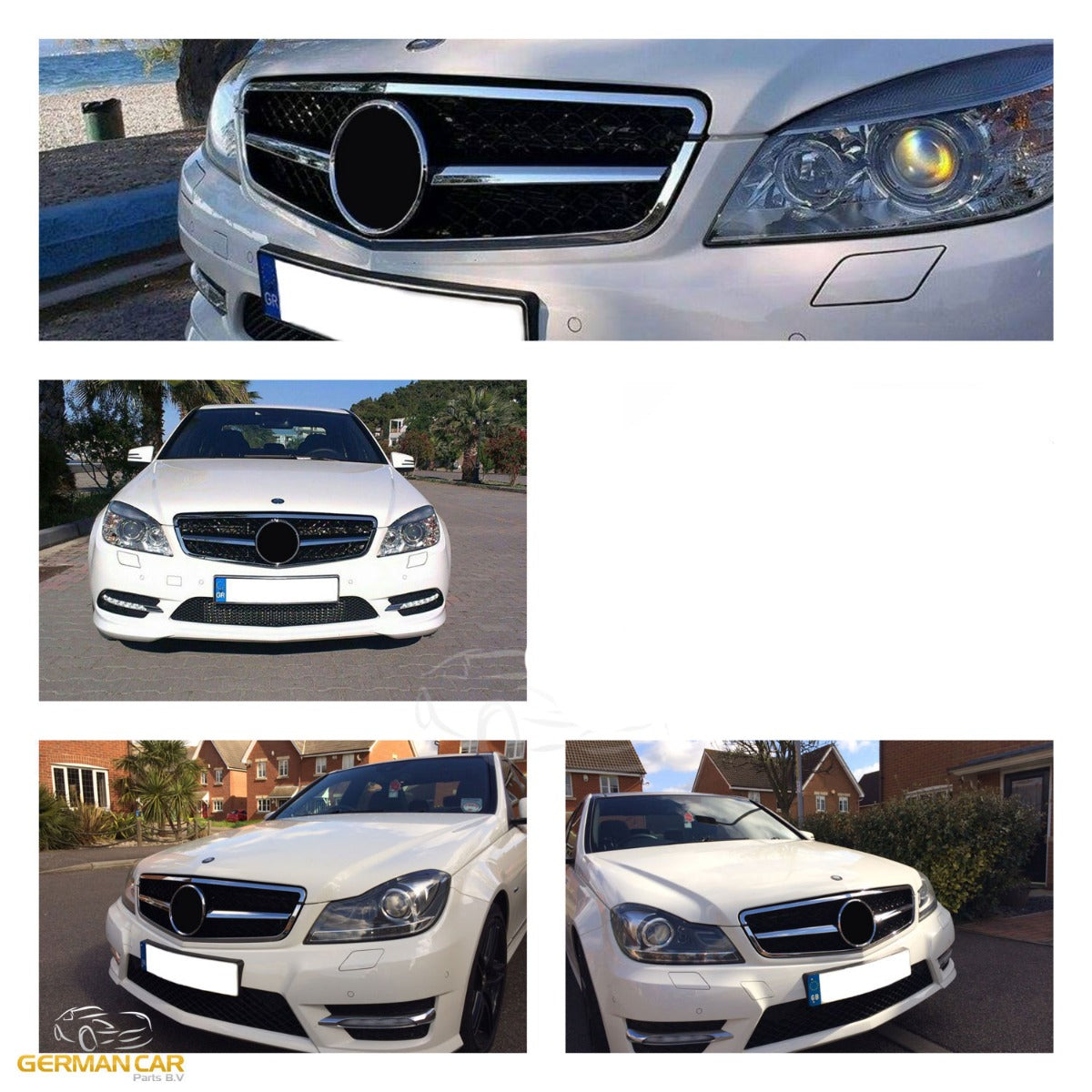 Calandre pour Mercedes W204 S204 Noir + Chrome | 2007-2014
