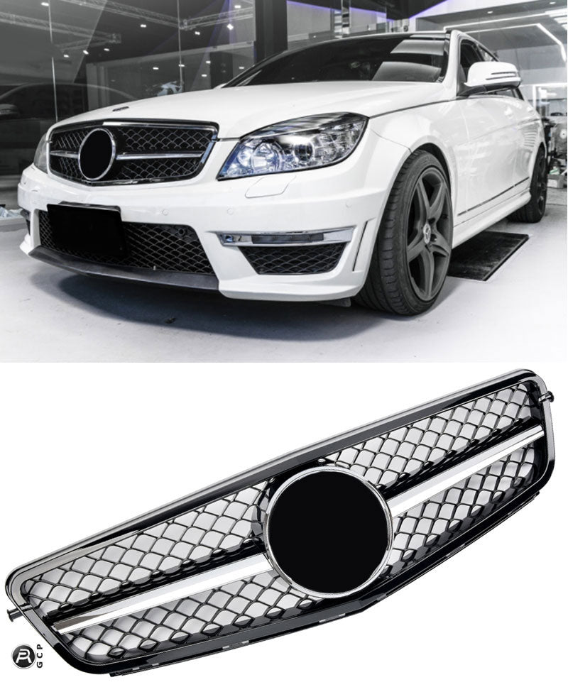 Calandre pour Mercedes W204 S204 Noir + Chrome | 2007-2014