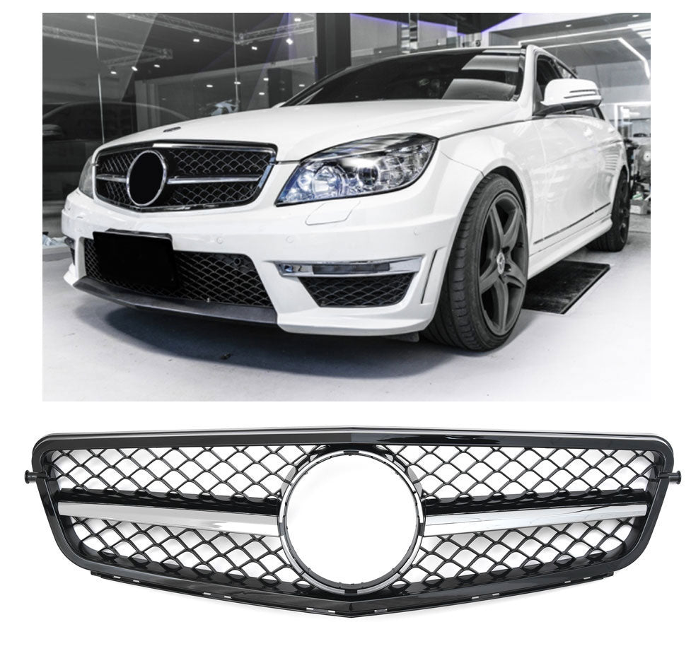 Calandre pour Mercedes W204 S204 Noir + Chrome | 2007-2014