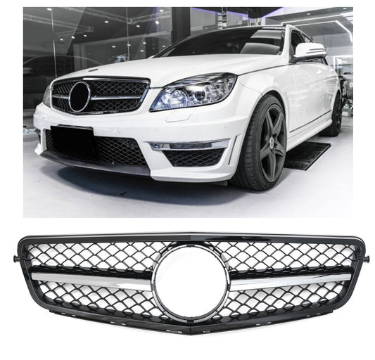 Calandre pour Mercedes W204 S204 Noir + Chrome | 2007-2014