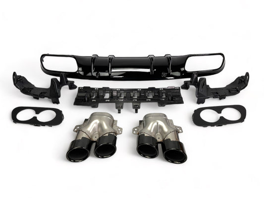 Diffuseur + Embouts d'échappement (Noir) pour Mercedes C205 A205 | 2014-2021
