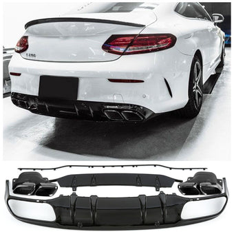 compare product Diffuseur + Embouts d'échappement Noir pour Mercedes Classe C A205 C205 | 2014-2021
