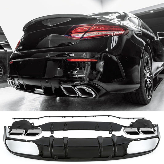 Diffuseur + Embouts d'échappement (Chrome) pour Mercedes Classe C A205 C205 | 2014-2021