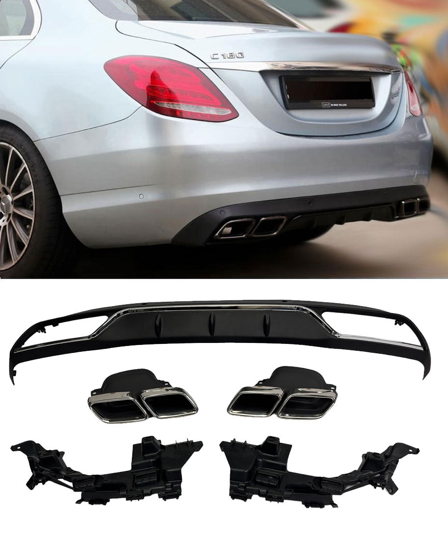 Diffuseur + Embouts d'échappement Chrome pour Mercedes W205 Version standard | 2014-2021