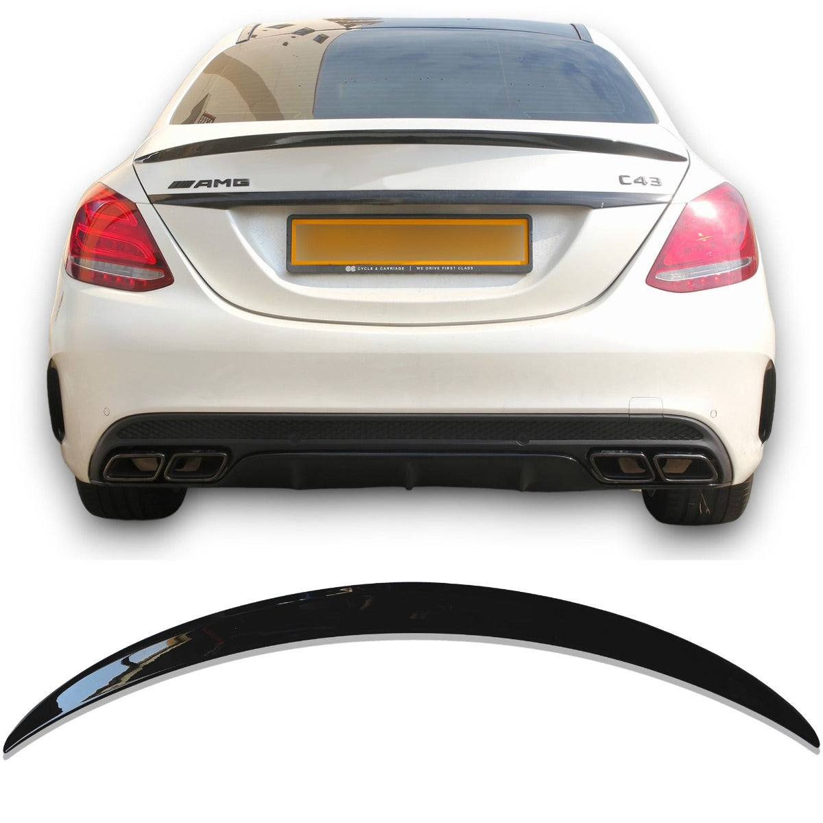 Becquet arrière Noir glans pour Mercedes W205 Classe C | 2014-2021