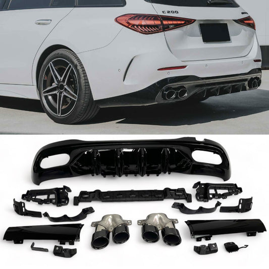 Diffuseur + Embouts d'échappement (Noir) pour Mercedes W206 S206 | 2021-2026