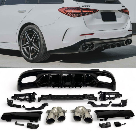 Diffuseur + Embouts d'échappement (Chrome) pour Mercedes W206 S206 | 2021-2026