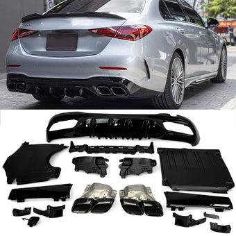 compare product Diffuseur + Embouts d'échappement Noir pour Mercedes Classe C W206 S206 | 2021-2026 Look C63 AMG