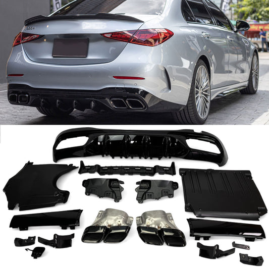 Diffuseur + Embouts d'échappement (Noir) pour Mercedes W206 S206 | 2021-2026