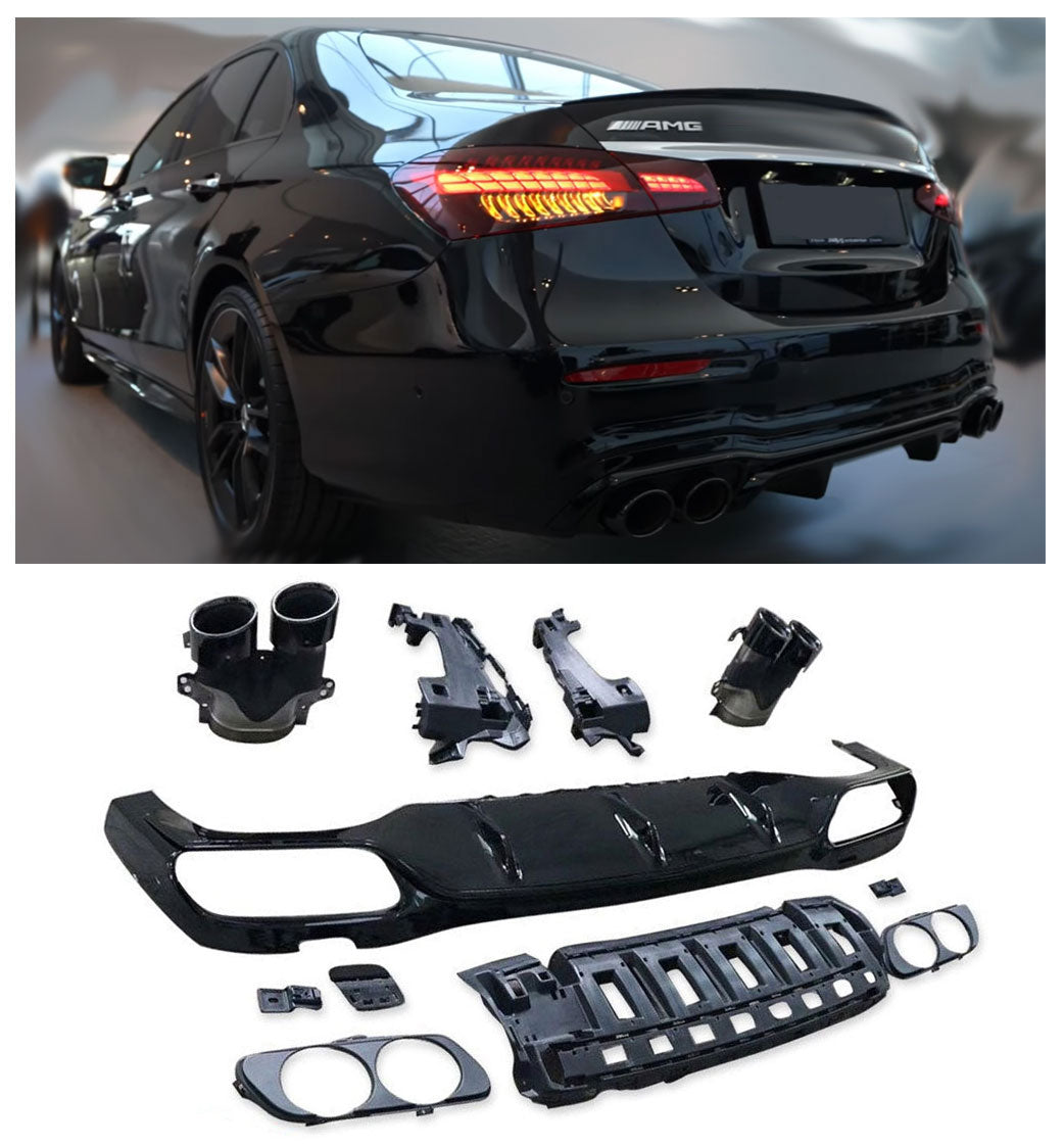 Diffuseur + Embouts d'échappement (Noir) pour Mercedes E-kl. W213 | 2020-2023