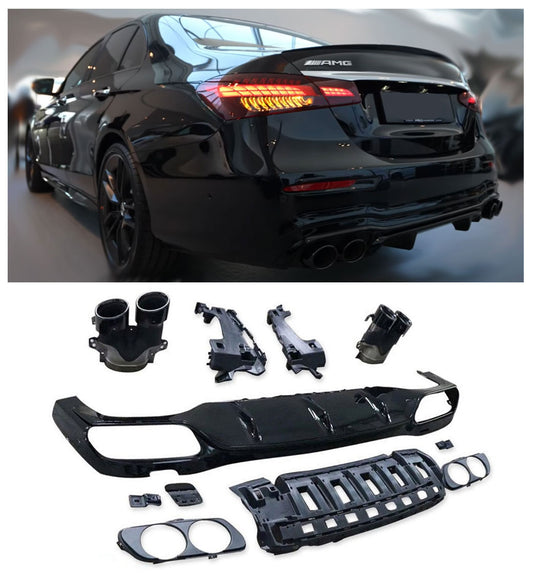 Diffuseur + Embouts d'échappement (Noir) pour Mercedes E-kl. W213 | 2020-2023