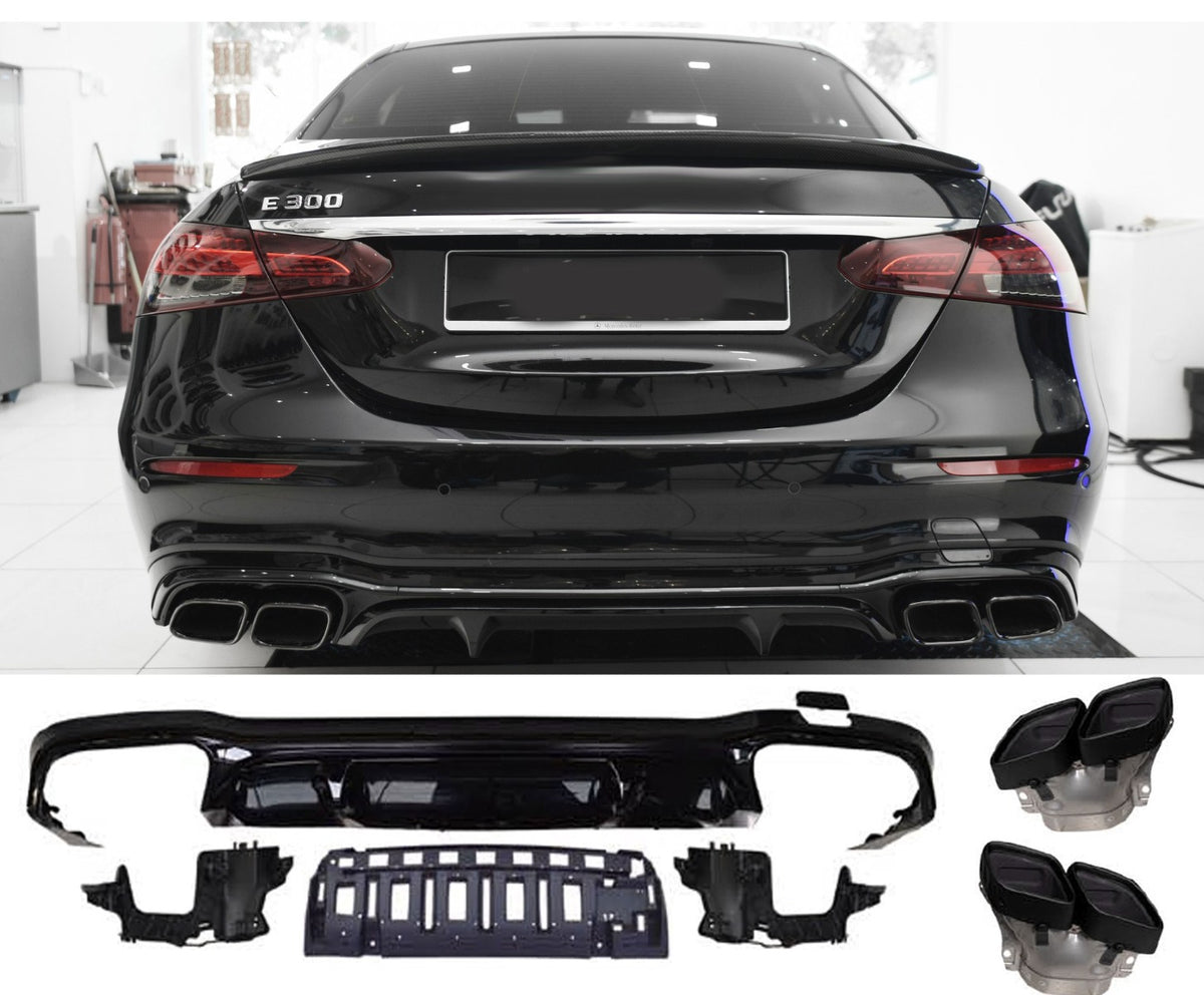 Diffuseur + Embouts d'échappement (Noir) pour Mercedes E-kl. W213 | 2020-2023