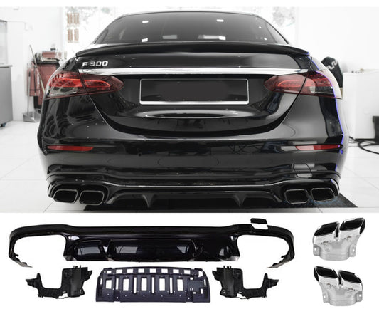 Diffuseur + Embouts d'échappement (Chrome) pour Mercedes E-kasse W213 Phase 2 | 2020-2023