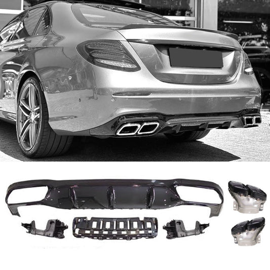 Diffuseur + Embouts d'échappement (Noir) pour Mercedes E-kl. W213 | 2017-2020