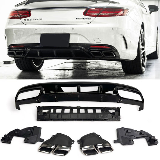 Diffuseur + Embouts d'échappement (Chrome) pour Mercedes S-kl. C217 A217 | 2014-2020