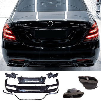 compare product Diffuseur + Embouts d'échappement Noir pour Mercedes Classe S W222 | 2017-2020 Look S65 AMG