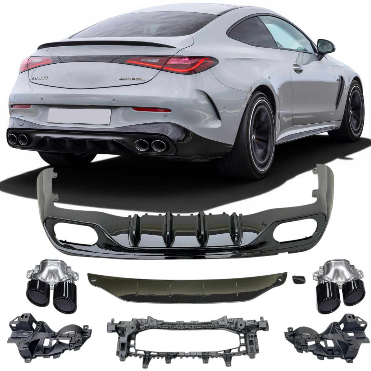 Diffuseur + Embouts d'échappement (Noir) pour Mercedes CLE AMG | 2023-2026