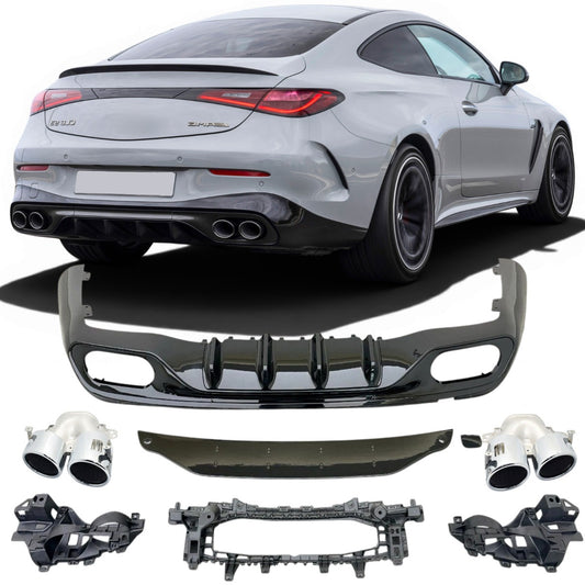 Diffuseur + Embouts d'échappement (Chrome) pour Mercedes CLE + AMG-Line | 2023-2026