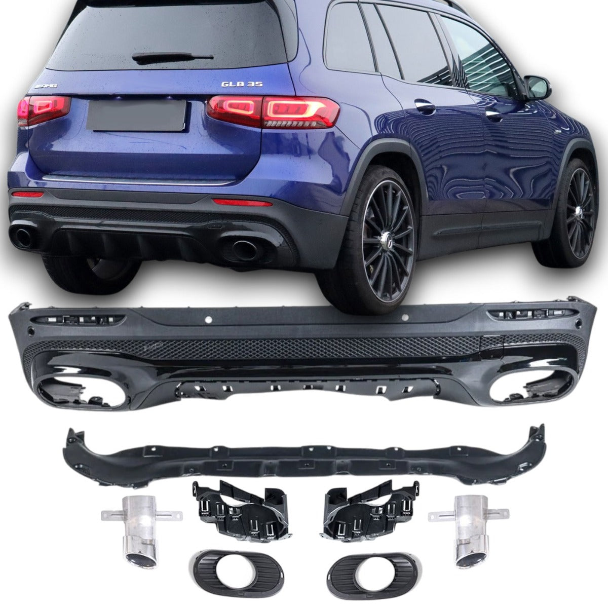 Diffuseur + Embouts d'échappement Chrome pour Mercedes X247 Glb | 2019-2026