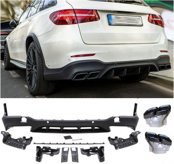 compare product Diffuseur + Embouts d'échappement Noir pour Mercedes GLC X253 SUV | 2015-2022 Look GLC 63 AMG
