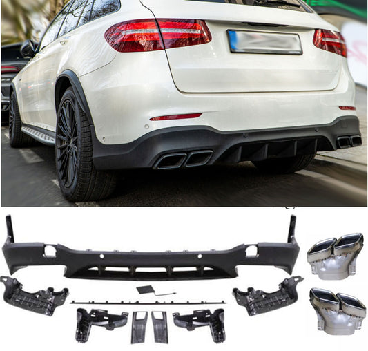 Diffuseur + Embouts d'échappement (Chrome) pour Mercedes X253 Glc | 2015-2022
