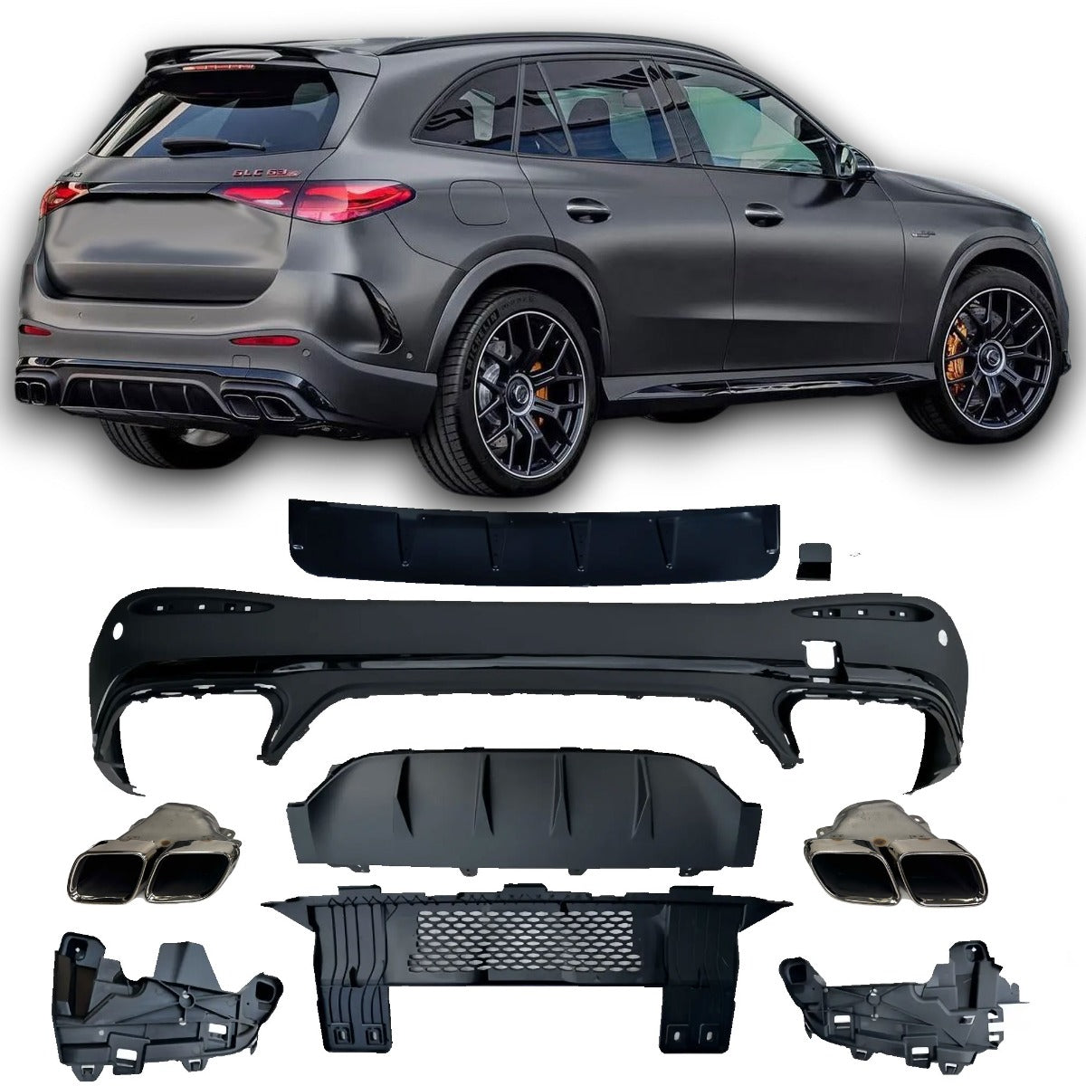 Diffuseur + Embouts d'échappement (Chrome) pour Mercedes X254 Glc | 2022-2026