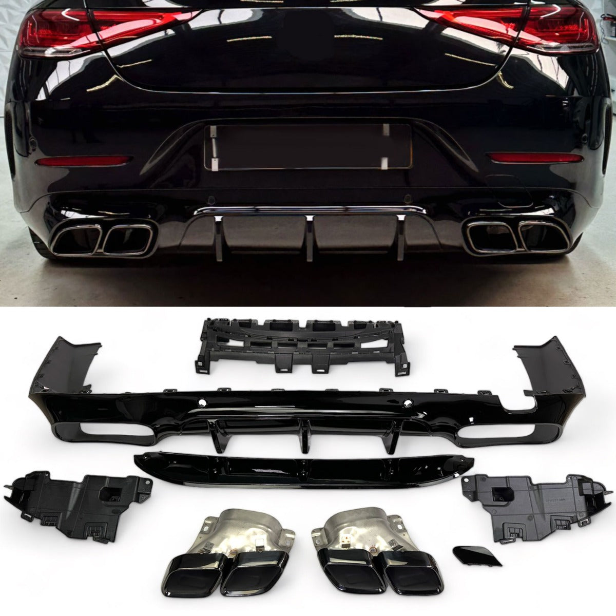 Diffuseur + Embouts d'échappement (Noir) pour Mercedes C257 CLS | 2018-2023