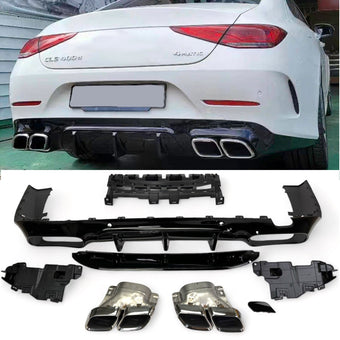 compare product Diffuseur + Embouts d'échappement Chrome pour Mercedes CLS C257 | 2018-2023 Look CLS 63 AMG