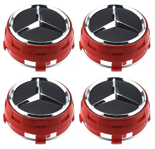 Lots de 4 centres de Roues Mercedes Noir ou Rouge