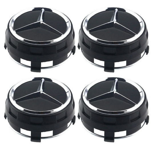 Lots de 4 centres de Roues Mercedes Noir ou Rouge